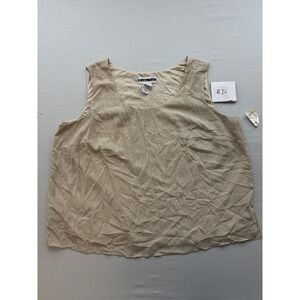 DANA KAY Womens 24W Plus Size Glitter Sleeveless Tank Top Blouse Beige Gold